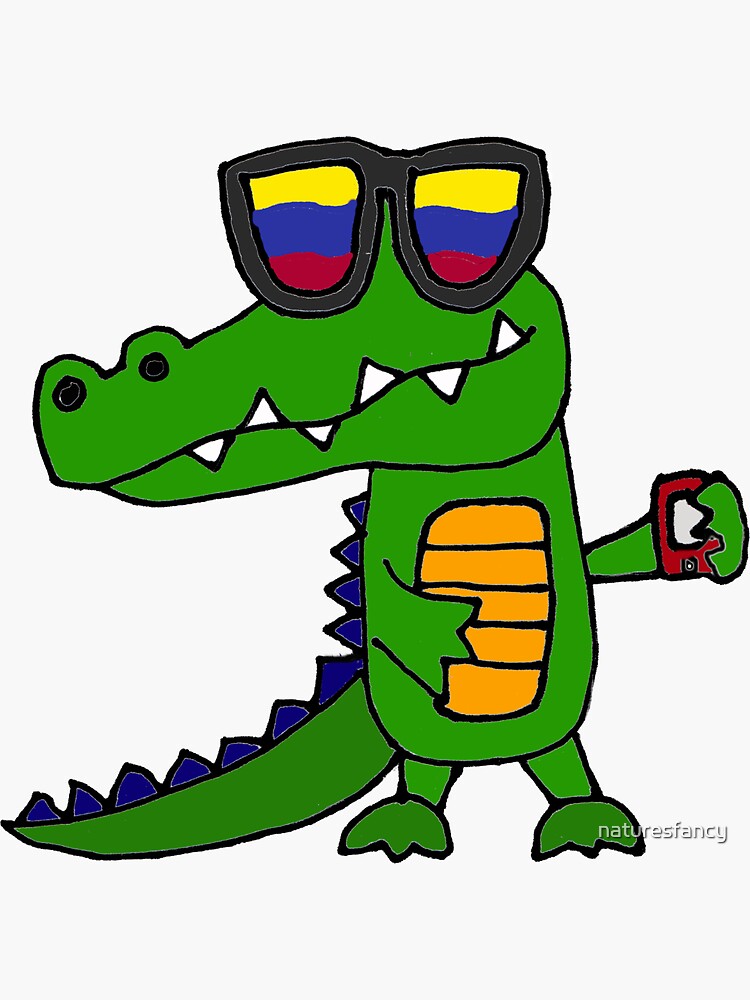 Funny Cool Alligator with Mobile Phone and Sunglasses | Sticker