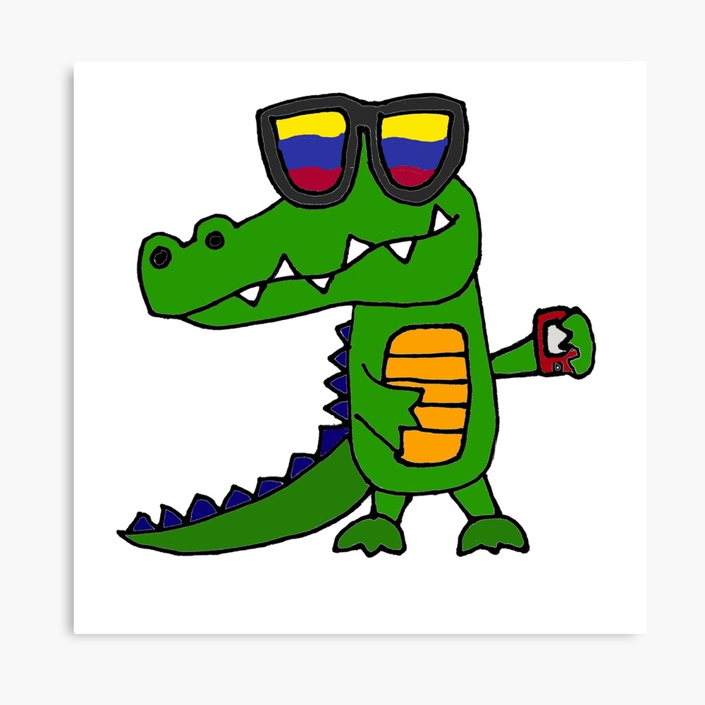 Funny Cool Alligator with Mobile Phone and Sunglasses