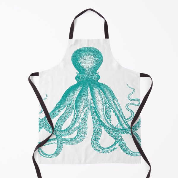Octopus | Vintage Octopus | Tentacles | Sea Creatures | Nautical | Ocean | Sea | Beach | Teal and White | Apron