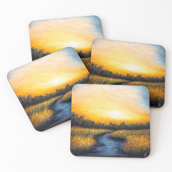 Item preview, Golden hour over river designed and sold by Red Witch Art.
