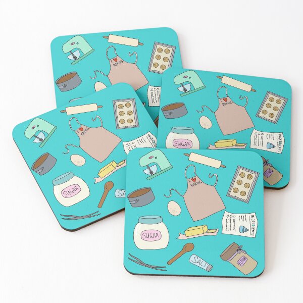 Item preview, Baking Pattern - Cute Baker - Teal designed and sold by BundaBear.
