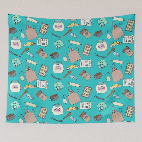 Item preview, Baking Pattern - Cute Baker - Teal designed and sold by BundaBear.