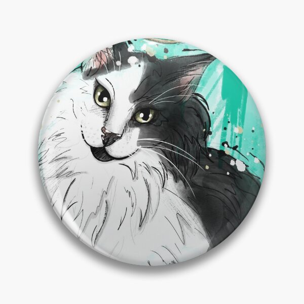Item preview, Black and White Cat - Digital Watercolor designed and sold by Chrissy Hoff Hudson.