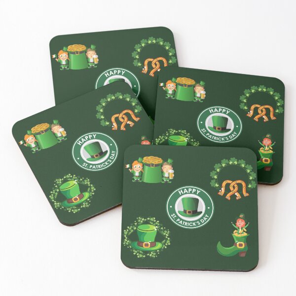 Item preview, Happy St. Patricks Day Clover, Hat And Leprechauns   designed and sold by Ellisen Prints.