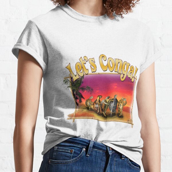 Turtle and Tortoise Conga Line on the Beach at Sunset Classic T-Shirt