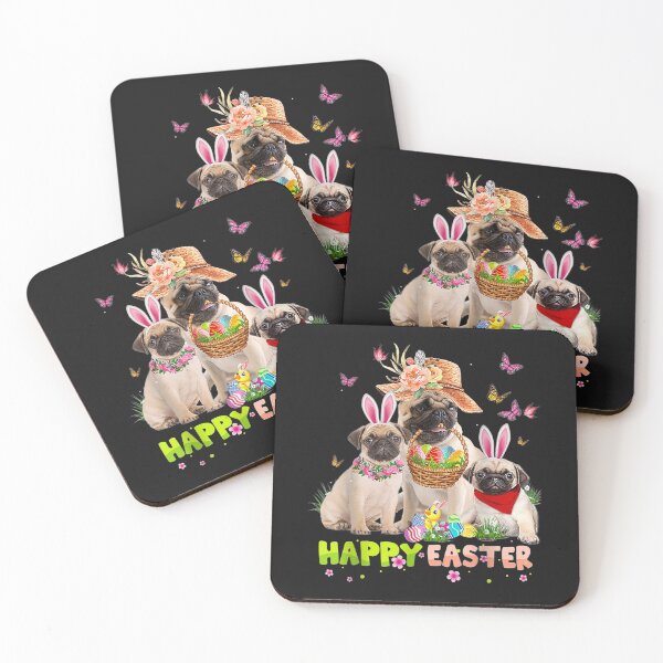 Artikelvorschau, Pug Dog Happy Easter Bunny Eggs Easter Gift Kids T-Shirt entworfen und verkauft von Lukifo-Caster.
