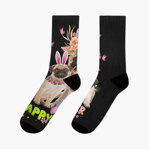 Artikelvorschau, Pug Dog Happy Easter Bunny Eggs Easter Gift Kids T-Shirt entworfen und verkauft von Lukifo-Caster.