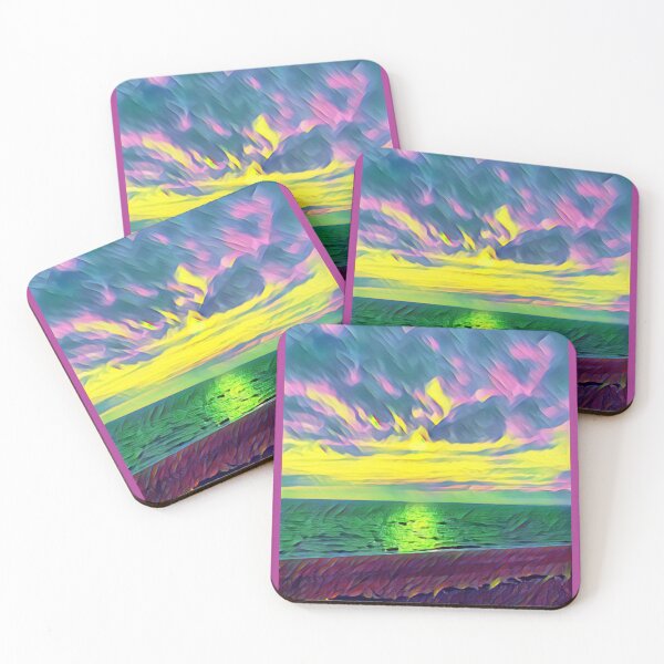 Item preview, Expectation, photograph of a sunrise edited in cheerful rainbow colors designed and sold by Pelikancrazy.