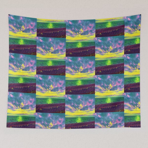 Item preview, Expectation, photograph of a sunrise edited in cheerful rainbow colors designed and sold by Pelikancrazy.