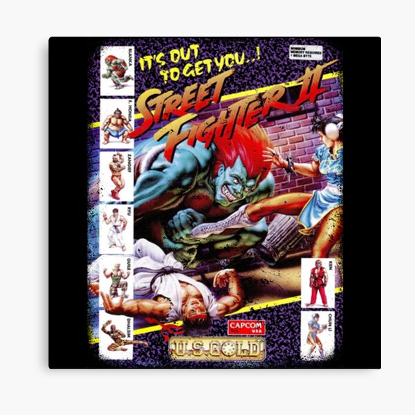 Street Fighter 2 Ken vs Blanka CAPCOM Classic Vintage Retro 90s Video Game  Merchandise Gamer Fighting White Wood Framed Poster 14x20 - Poster Foundry