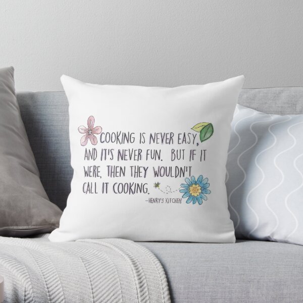 Cooking Watercolor Henry's Kitchen Pillow Throw Pillow