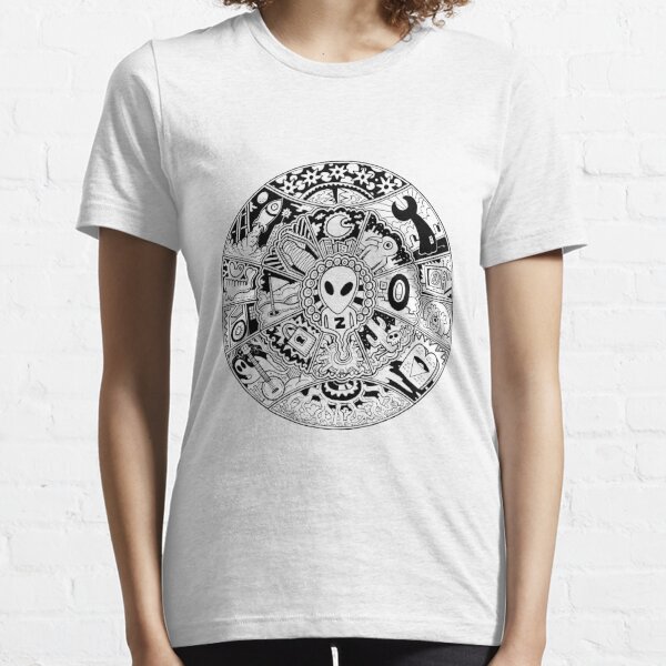 Alien Mandala Black and White Essential T-Shirt