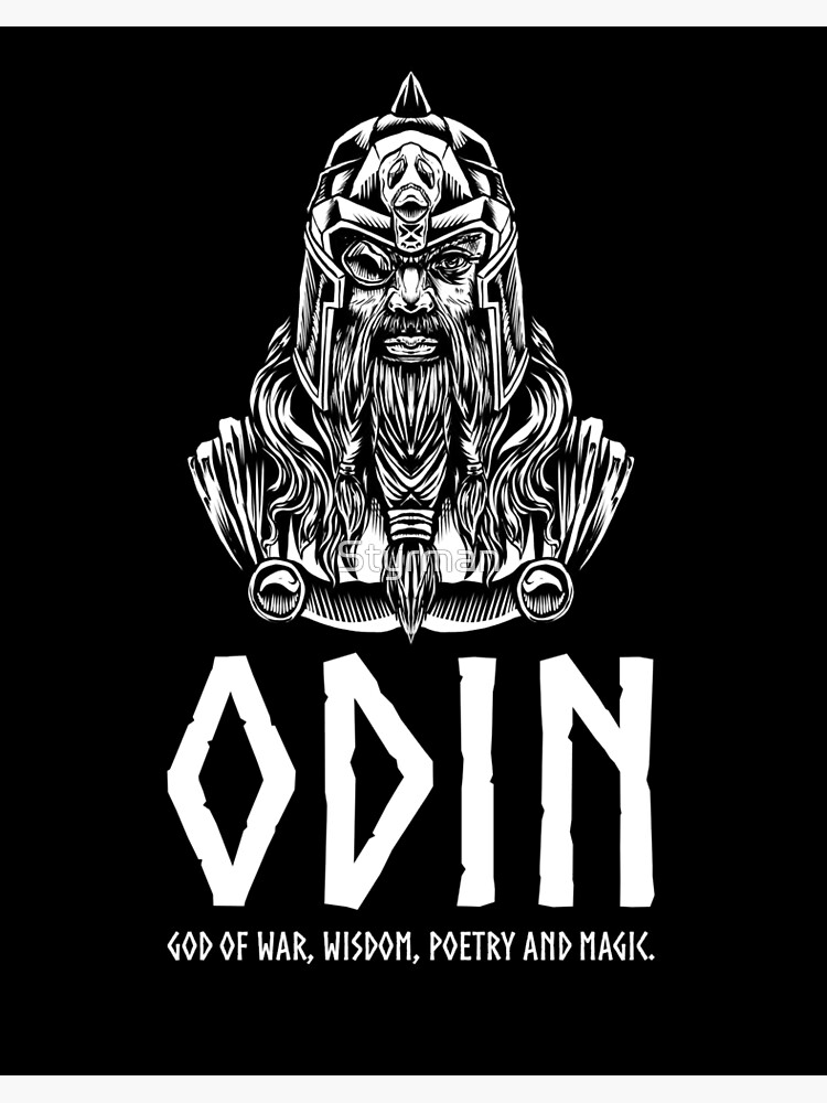 Odin, Germanic god of war and poetry - engraving