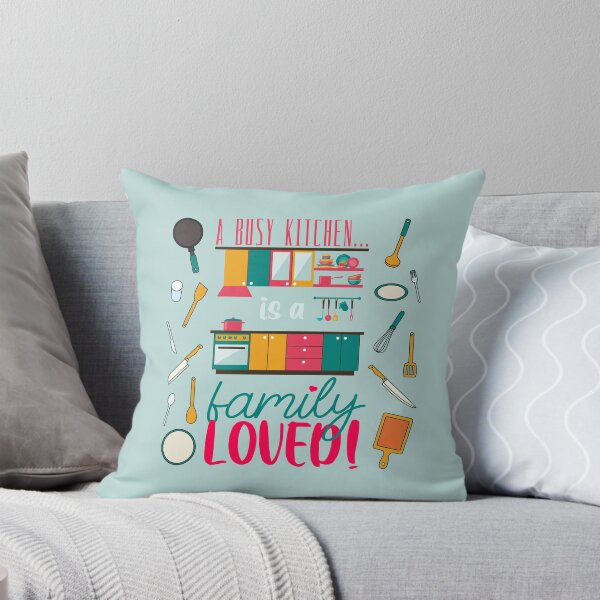 Item preview, A Busy Kitchen...is a Family Loved! (Yellow/Turq/Orange on Teal) designed and sold by PawsitiveMum.