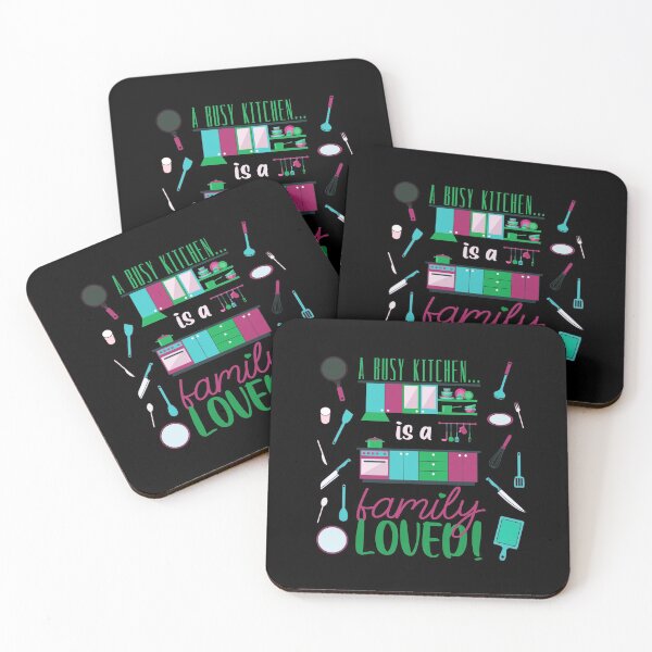 Item preview, A Busy Kitchen...is a Family Loved! (Burg/Aqua/Green on White) designed and sold by PawsitiveMum.