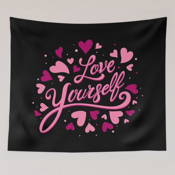 Item preview, Love Yourself with Red & Pink Hearts on Black designed and sold by ReesDesigns.