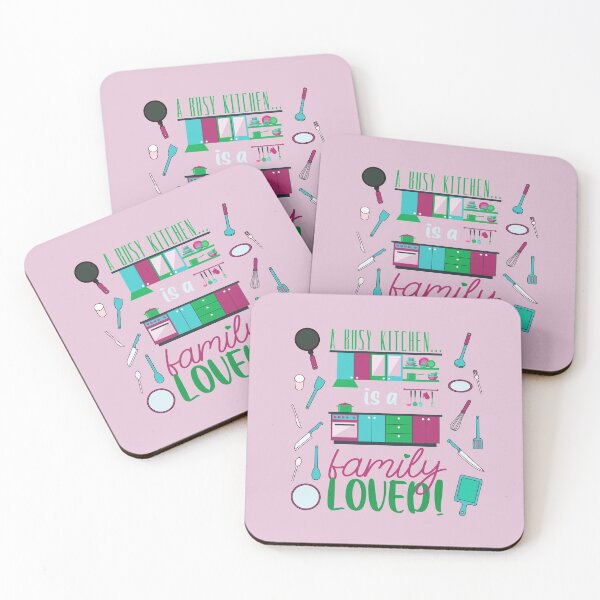 Item preview, A Busy Kitchen...is a Family Loved! (Burg/Green/Aqua on Pink) designed and sold by PawsitiveMum.
