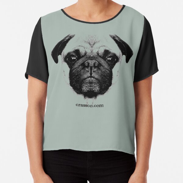 mops puppy white - french bulldog, cute, funny, dog Chiffon Top