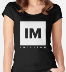 1 MILLION Dance Studio Logo (White Version) Women's Fitted Scoop T-Shirt