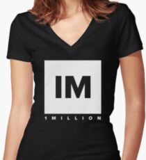 1 MILLION Dance Studio Logo (White Version) Women's Fitted V-Neck T-Shirt