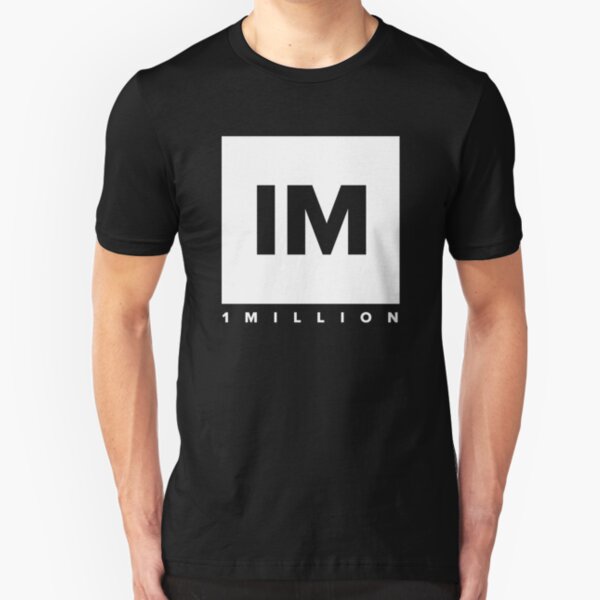 1 MILLION Dance Studio Logo (White Version) Slim Fit T-Shirt