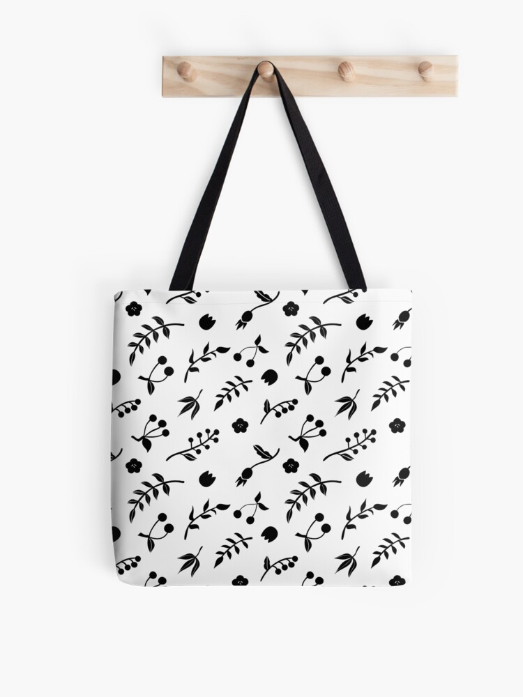 Bolsa de tela «Flores negras y hojas Boho» de Creative-maker | Redbubble