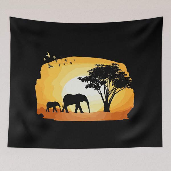 Item preview, Sunset Silhouette elephants  designed and sold by josephfanous.