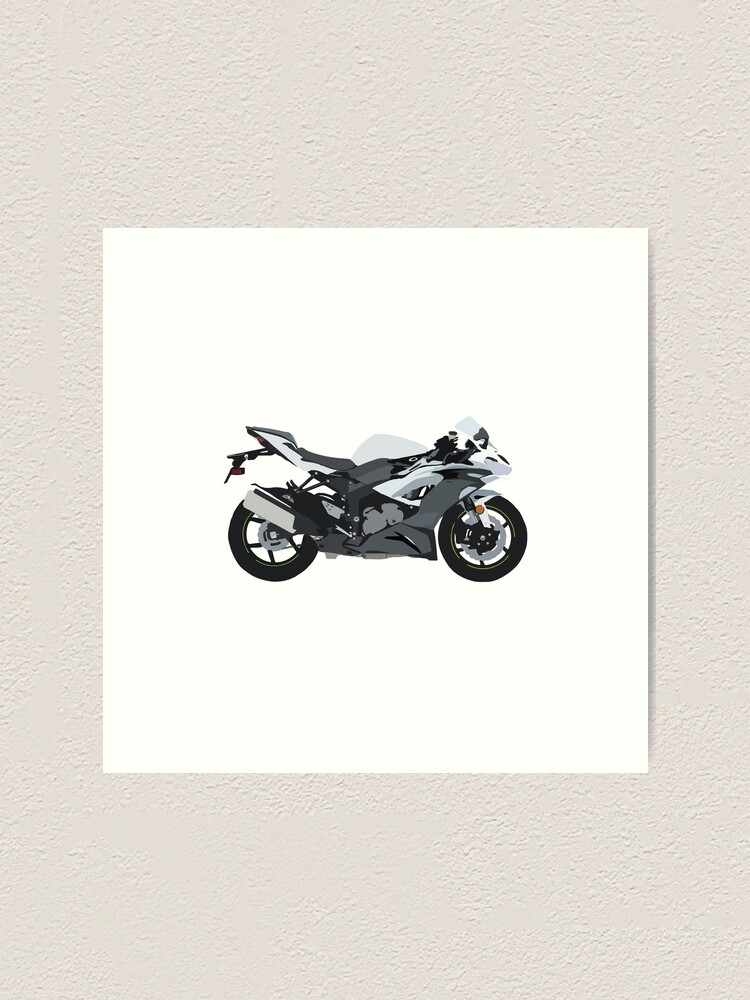 Motorcycle Kawasaki Ninja ZX-6R PEARL CRYSTAL WHITE | Art Print