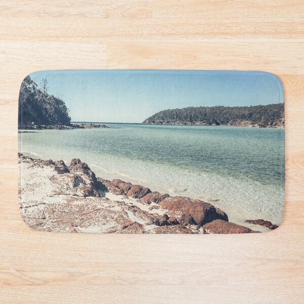 Item preview, Peaceful rocky beach landscape in Pambula, Australia designed and sold by InkyBlooms.