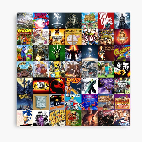 "Video Game Cover Art Collage" Canvas Print for Sale by spiritedmuse