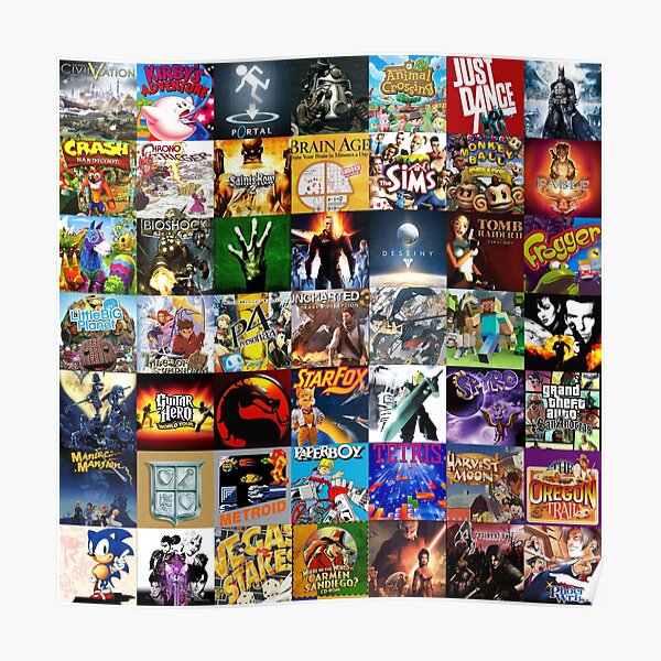 Video Game Cover Art Collage Poster By Spiritedmuse Redbubble