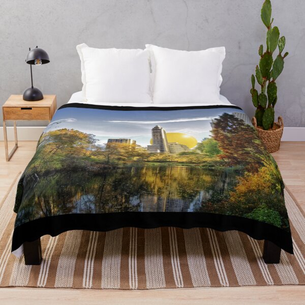 Item preview, Cityscape Skyscrapers with Large Yellow Sun with Lake and Trees and Moon designed and sold by KALEIDOSCOPE UK.