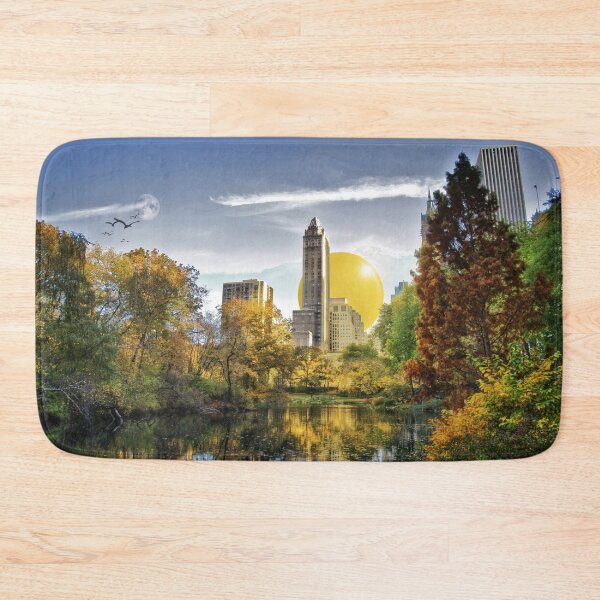Item preview, Cityscape Skyscrapers with Large Yellow Sun with Lake and Trees and Moon designed and sold by KALEIDOSCOPE UK.