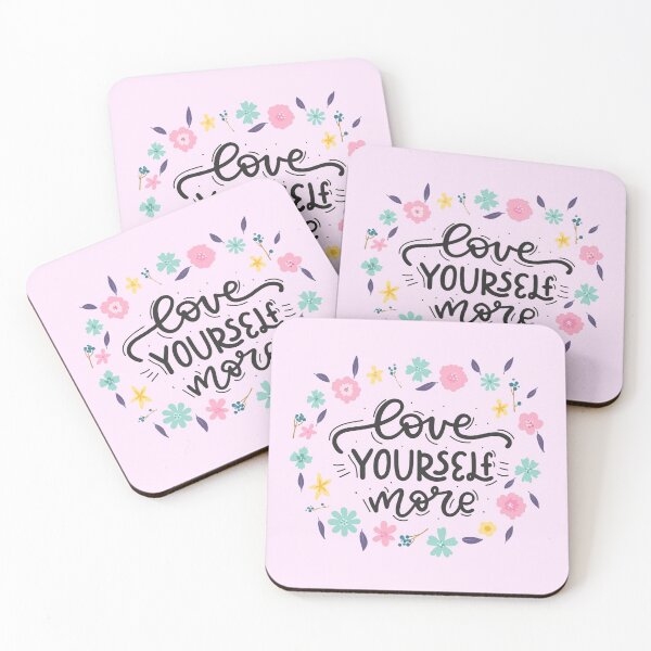Item preview, Love Yourself More with Flower Bouquet on Pastel Pink designed and sold by ReesDesigns.