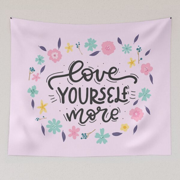 Item preview, Love Yourself More with Flower Bouquet on Pastel Pink designed and sold by ReesDesigns.