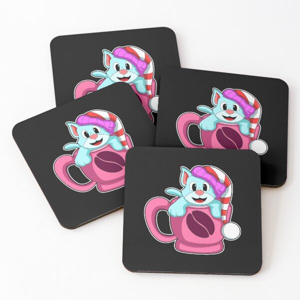 Item preview, Cat with Cup of Coffee & bobble hat designed and sold by Snabdesign84.