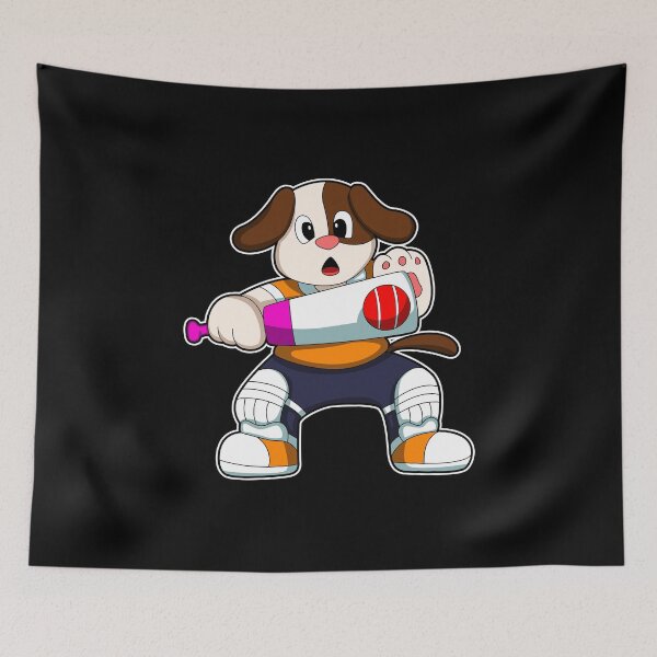 Item preview, Dog as Batsman with Cricket bat designed and sold by Snabdesign84.