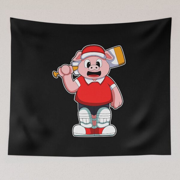 Item preview, Pig as Batsman with Cricket bat designed and sold by Snabdesign84.