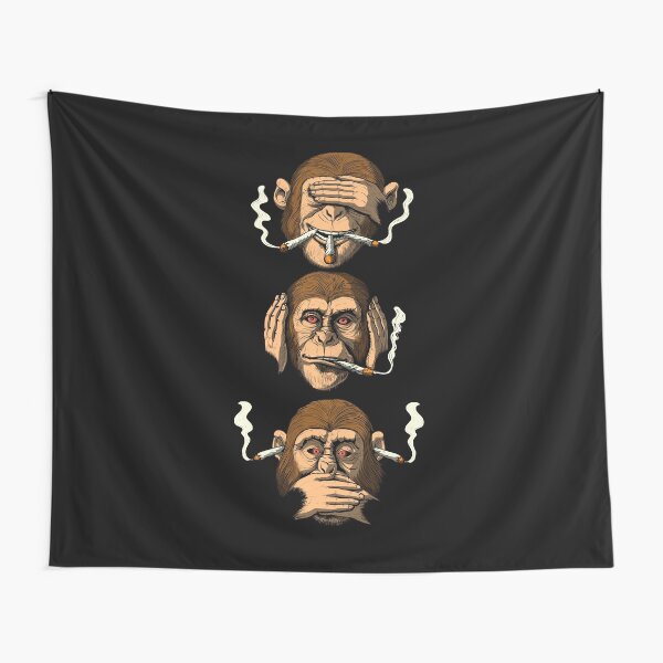 Three Wise Monkey Stoners Tapestry