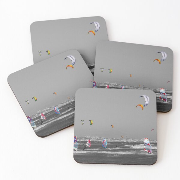 Item preview, Windsurfers and Kite surfers on Palm Beach with selective colors designed and sold by Ann Biddlecombe.