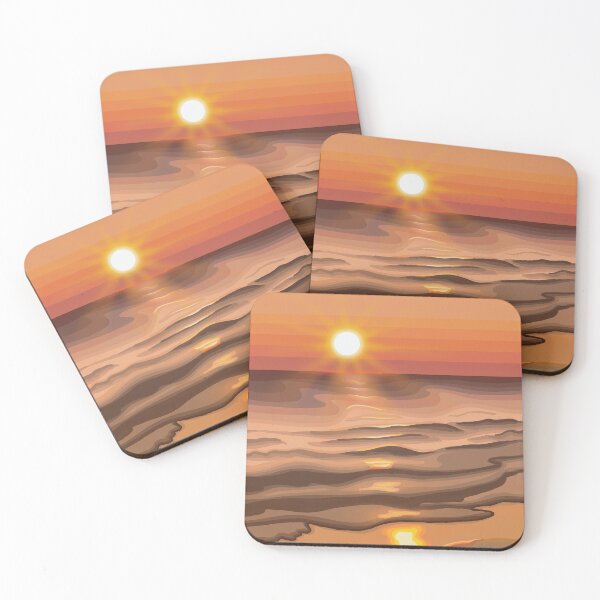 Item preview, Abstract Warm Ocean Sunrise Landscape Digital Illustration designed and sold by AlmightyClaire.