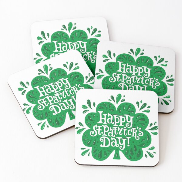 Item preview, Happy St. Patrick`s day lettering on the green four leaved designed and sold by AidanShea.