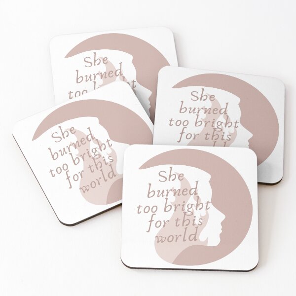 Item preview, Wuthering Heights, Emily Brontë, "She burned too bright for this world", literary quotes designed and sold by Bookish Dragon.