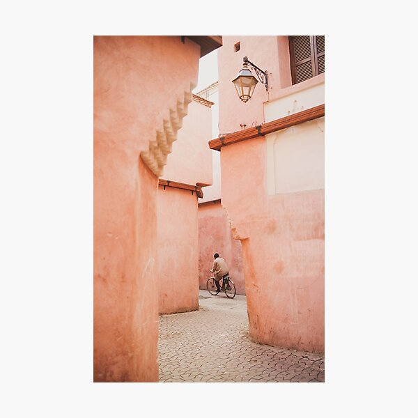 Item preview, pink moroccan tiny streets of Marrakech medina and souks designed and sold by Morocco  Print.