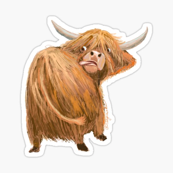 Vista previa del artículo con la obra «Vaca de las tierras altas que pica», diseñado y vendido por orangerinka.