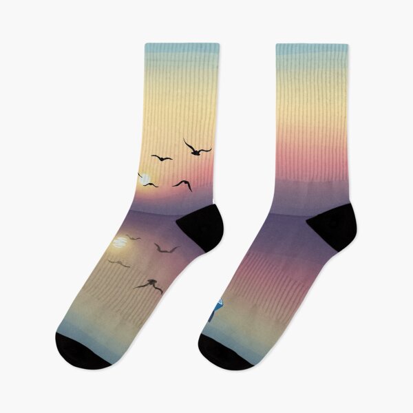 Item preview, Pastel Sunrise, Flock of Birds Reflection Landscape Digital Illustration designed and sold by AlmightyClaire.