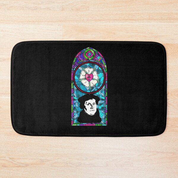 Item preview, Martin Luther Lutheran Symbol Distressed 5 Solas Stained Glass window designed and sold by funnytshirtemp.