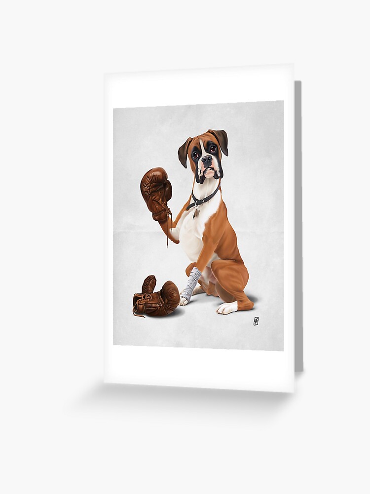 Pug Dog Boxer With Red Leather Boxing Gloves With Blank