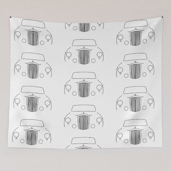 Item preview, Wolseley 4/44 1950s classic British car black outline graphic designed and sold by soitwouldseem.
