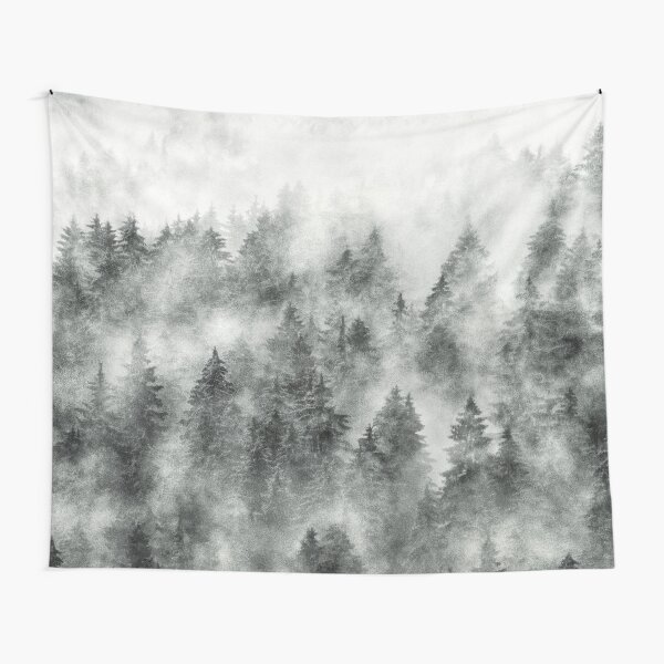 Item preview, Everyday // Romantasy Monochrome Moody Wilderness Dream Forest With Cascadia Trees Covered In Magic Fog  designed and sold by Tordis Kayma.